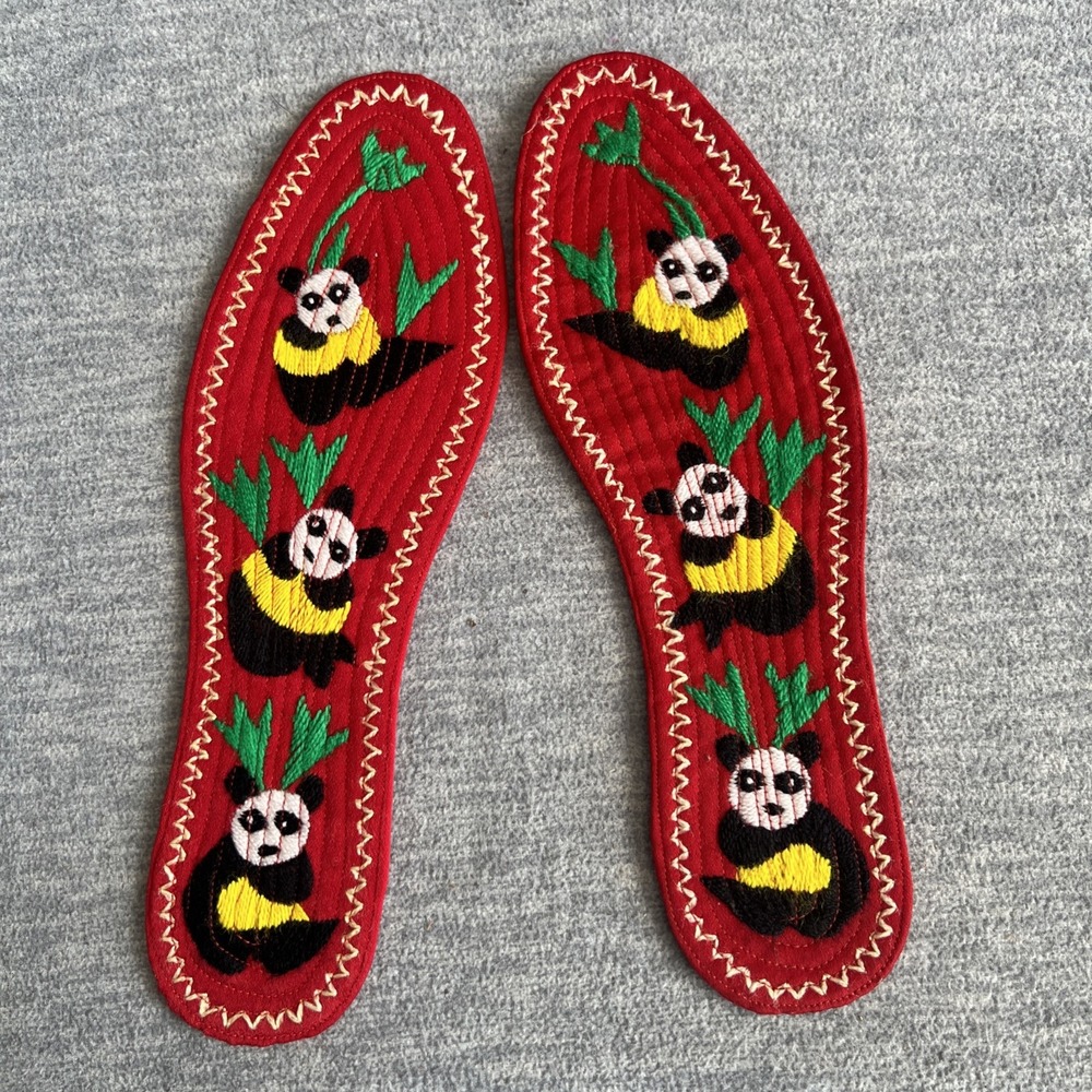 Lomix Asian Style Embroidered Insoles‎ for Shoes Red Panda 10 Length Unisex New